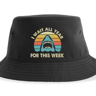 I Wait All Year For This Week Shark Lover Ocean Wildlife Sustainable Bucket Hat