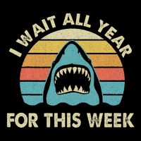 I Wait All Year For This Week Shark Lover Ocean Wildlife 7-Panel Snapback Hat