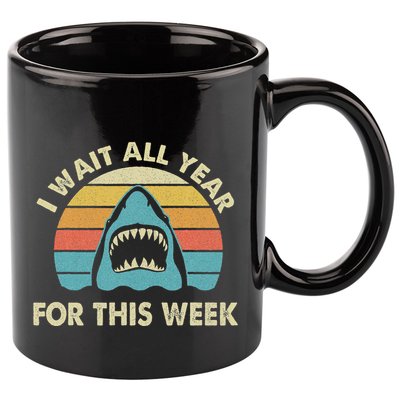 I Wait All Year For This Week Shark Lover Ocean Wildlife 11oz C Handle Ceramic Mug