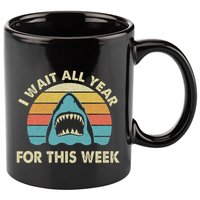 I Wait All Year For This Week Shark Lover Ocean Wildlife 11oz C Handle Ceramic Mug