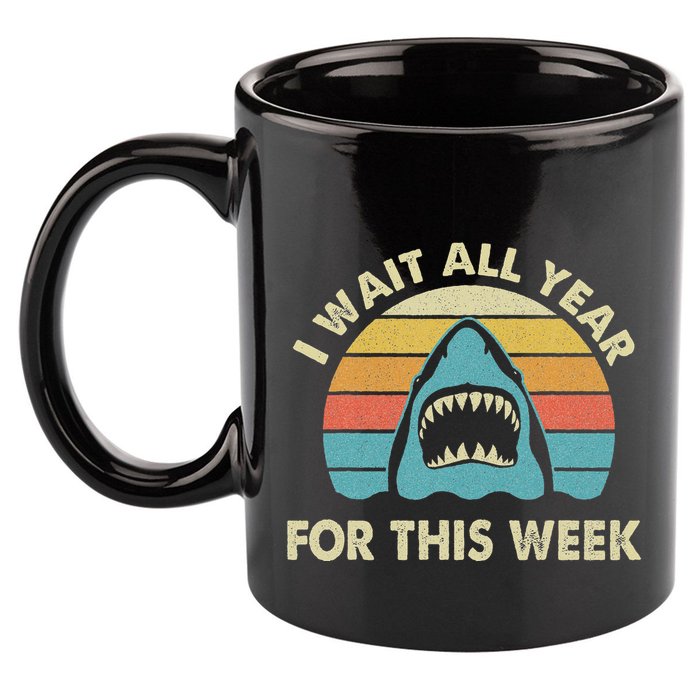 I Wait All Year For This Week Shark Lover Ocean Wildlife 11oz C Handle Ceramic Mug