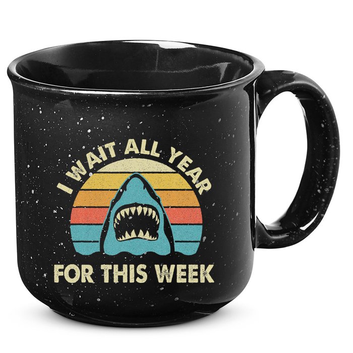 I Wait All Year For This Week Shark Lover Ocean Wildlife 15oz Campfire Ceramic Mug