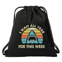 I Wait All Year For This Week Shark Lover Ocean Wildlife Drawstring Bag