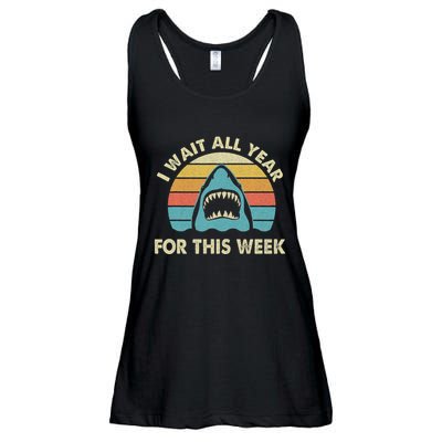 I Wait All Year For This Week Shark Lover Ocean Wildlife Ladies Essential Flowy Tank