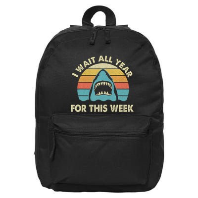 I Wait All Year For This Week Shark Lover Ocean Wildlife 16 in Basic Backpack