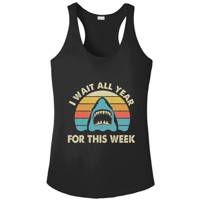 I Wait All Year For This Week Shark Lover Ocean Wildlife Ladies PosiCharge Competitor Racerback Tank