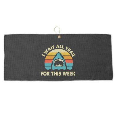 I Wait All Year For This Week Shark Lover Ocean Wildlife Large Microfiber Waffle Golf Towel