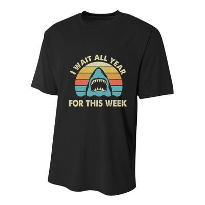 I Wait All Year For This Week Shark Lover Ocean Wildlife Youth Performance Sprint T-Shirt