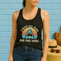 I Wait All Year For This Week Shark Lover Ocean Wildlife Womens Tank Top