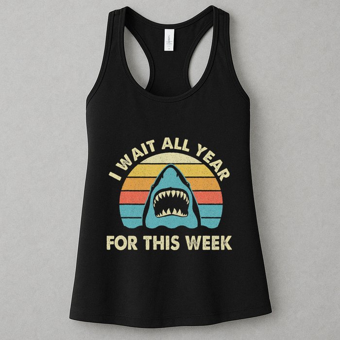 I Wait All Year For This Week Shark Lover Ocean Wildlife Womens Tank Top