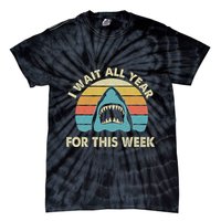 I Wait All Year For This Week Shark Lover Ocean Wildlife Tie-Dye T-Shirt