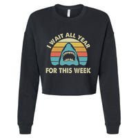 I Wait All Year For This Week Shark Lover Ocean Wildlife Cropped Pullover Crew