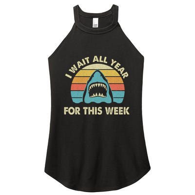 I Wait All Year For This Week Shark Lover Ocean Wildlife Women's Perfect Tri Rocker Tank