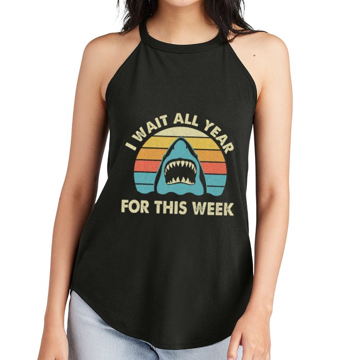 I Wait All Year For This Week Shark Lover Ocean Wildlife Women's Perfect Tri Rocker Tank