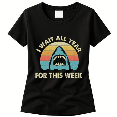 I Wait All Year For This Week Shark Lover Ocean Wildlife Womens T-Shirt