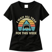I Wait All Year For This Week Shark Lover Ocean Wildlife Womens T-Shirt