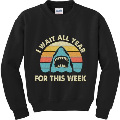 I Wait All Year For This Week Shark Lover Ocean Wildlife Kids Sweatshirt