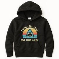 I Wait All Year For This Week Shark Lover Ocean Wildlife Kids Hoodie