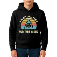 I Wait All Year For This Week Shark Lover Ocean Wildlife Kids Hoodie