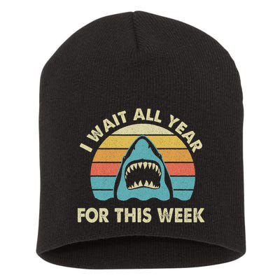 I Wait All Year For This Week Shark Lover Ocean Wildlife Short Acrylic Beanie