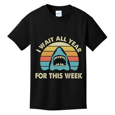 I Wait All Year For This Week Shark Lover Ocean Wildlife Kids T-Shirt