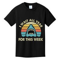 I Wait All Year For This Week Shark Lover Ocean Wildlife Kids T-Shirt
