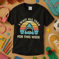 I Wait All Year For This Week Shark Lover Ocean Wildlife Kids T-Shirt