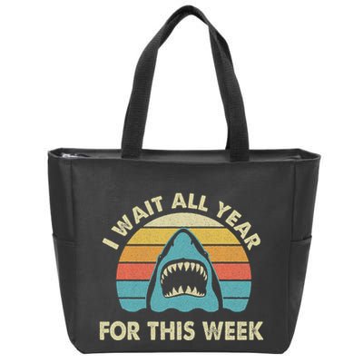 I Wait All Year For This Week Shark Lover Ocean Wildlife Zip Tote Bag