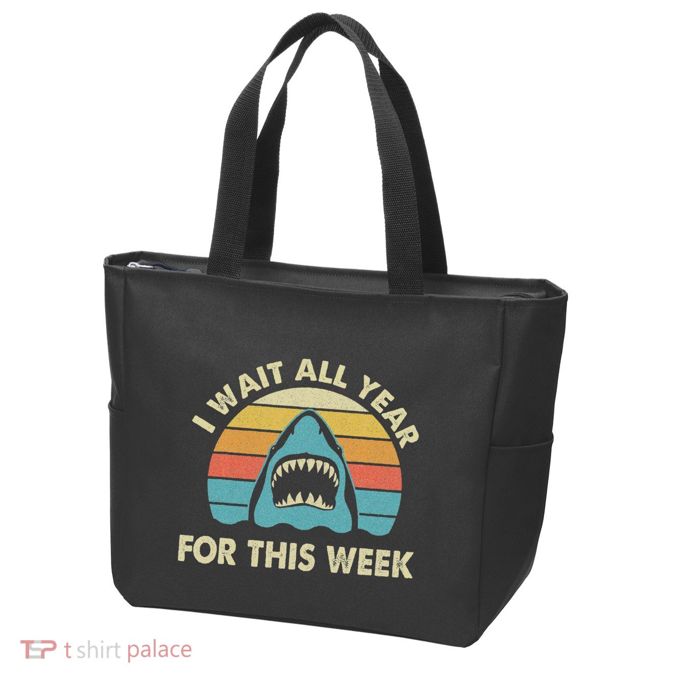 I Wait All Year For This Week Shark Lover Ocean Wildlife Zip Tote Bag