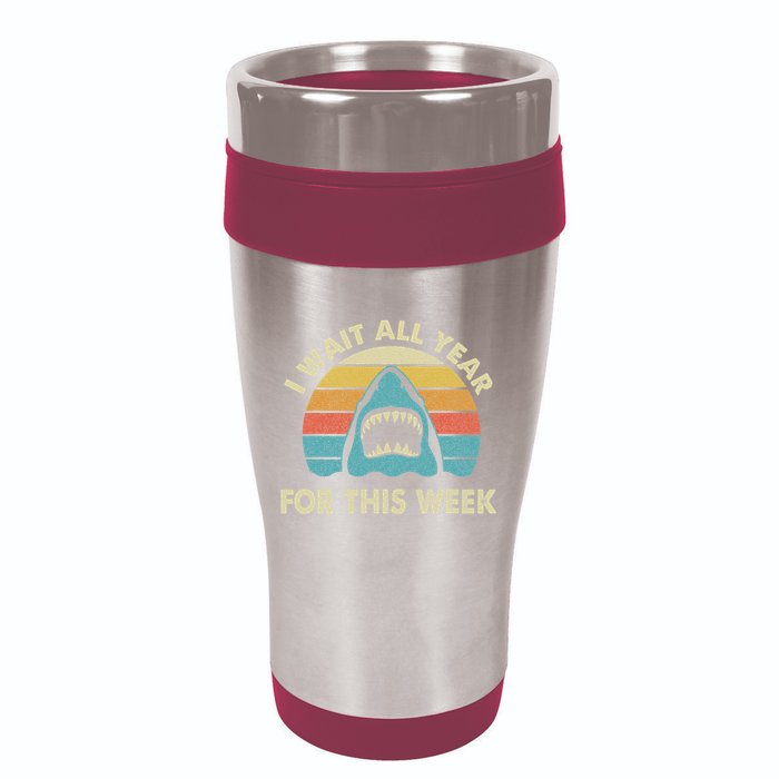 I Wait All Year For This Week Shark Lover Ocean Wildlife 16oz Travel Tumbler