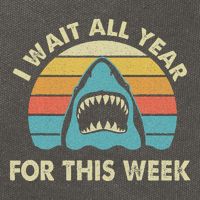 I Wait All Year For This Week Shark Lover Ocean Wildlife Cotton Canvas Backpack