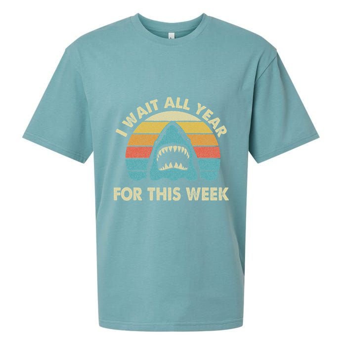 I Wait All Year For This Week Shark Lover Ocean Wildlife Sueded Cloud Jersey T-Shirt
