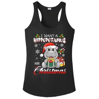 I Want A Hippopotamus For Christmas Funny Hippo Xmas Pajamas Gift Ladies PosiCharge Competitor Racerback Tank