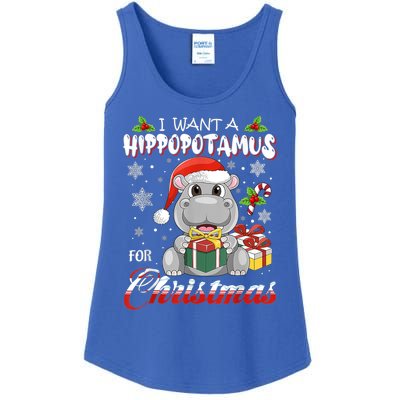 I Want A Hippopotamus For Christmas Funny Hippo Xmas Pajamas Gift Ladies Essential Tank