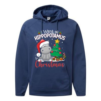 I Want A Hippopotamus For Christmas Xmas Hippo Gift Performance Fleece Hoodie