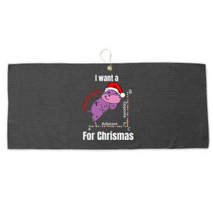 I Want A Hippotenuse For Christmas Teacher Math Cute Hippo Large Microfiber Waffle Golf Towel