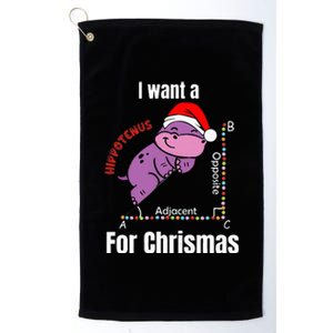 I Want A Hippotenuse For Christmas Teacher Math Cute Hippo Platinum Collection Golf Towel