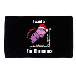 I Want A Hippotenuse For Christmas Teacher Math Cute Hippo Microfiber Hand Towel