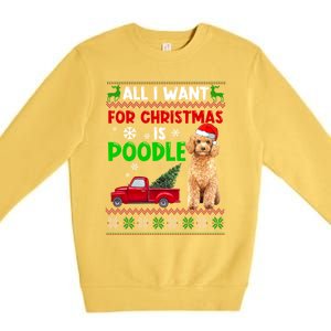 I Want A Poodle For Christmas Ugly Sweater Dog Xmasoutfit Gift Premium Crewneck Sweatshirt