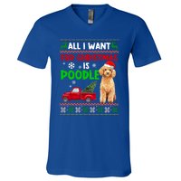 I Want A Poodle For Christmas Ugly Sweater Dog Xmasoutfit Gift V-Neck T-Shirt