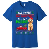 I Want A Poodle For Christmas Ugly Sweater Dog Xmasoutfit Gift Premium T-Shirt