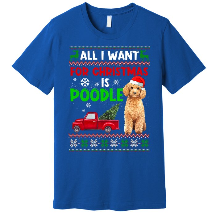 I Want A Poodle For Christmas Ugly Sweater Dog Xmasoutfit Gift Premium T-Shirt