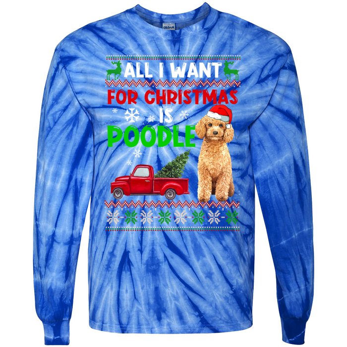 I Want A Poodle For Christmas Ugly Sweater Dog Xmasoutfit Gift Tie-Dye Long Sleeve Shirt