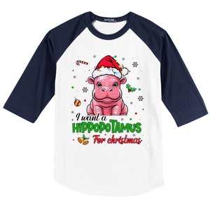 I Want A Hippopotamus For Christmas Xmas Hippo Lover Funny Baseball Sleeve Shirt