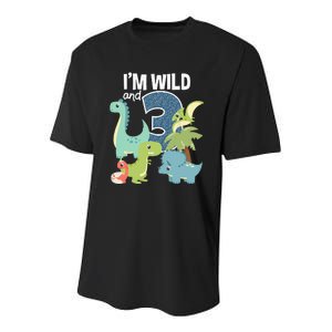 Im Wild And 3 Dinosaurs Theme Birthday Dinosaur Party Youth Performance Sprint T-Shirt