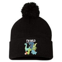 Im Wild And 3 Dinosaurs Theme Birthday Dinosaur Party Pom Pom 12in Knit Beanie