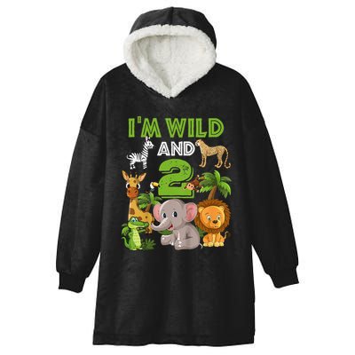 Im Wild And 2 Zoo Theme Birthday Safari Jungle Hooded Wearable Blanket