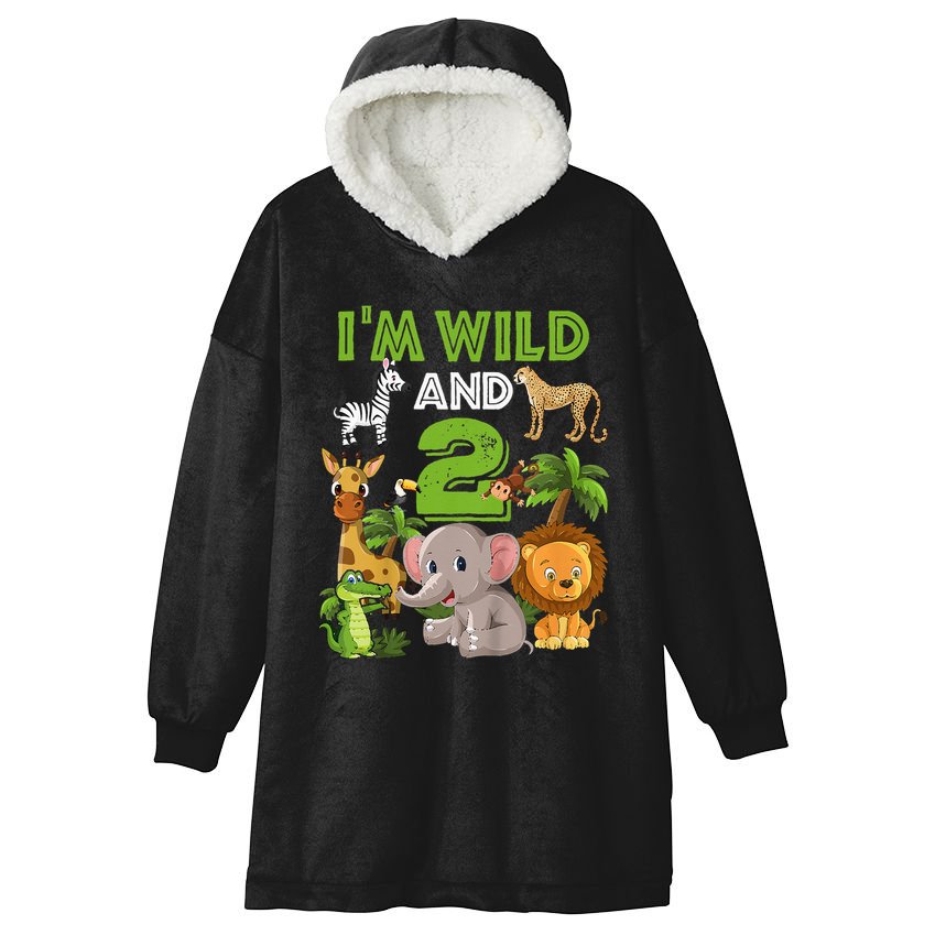 Im Wild And 2 Zoo Theme Birthday Safari Jungle Hooded Wearable Blanket