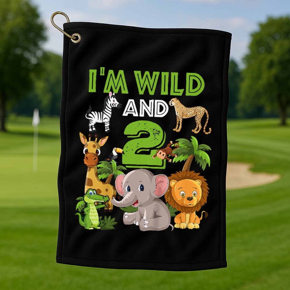 Im Wild And 2 Zoo Theme Birthday Safari Jungle Golf Towel