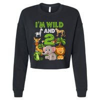 Im Wild And 2 Zoo Theme Birthday Safari Jungle Cropped Pullover Crew